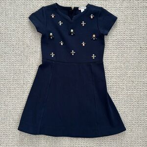 6 Crewcuts Navy Jeweled Knit Dress